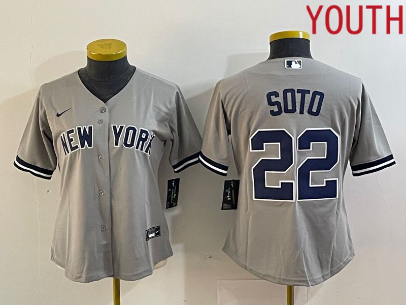 Youth New York Yankees #22 Soto Grey Game Nike 2023 MLB Jersey->minnesota vikings->NFL Jersey